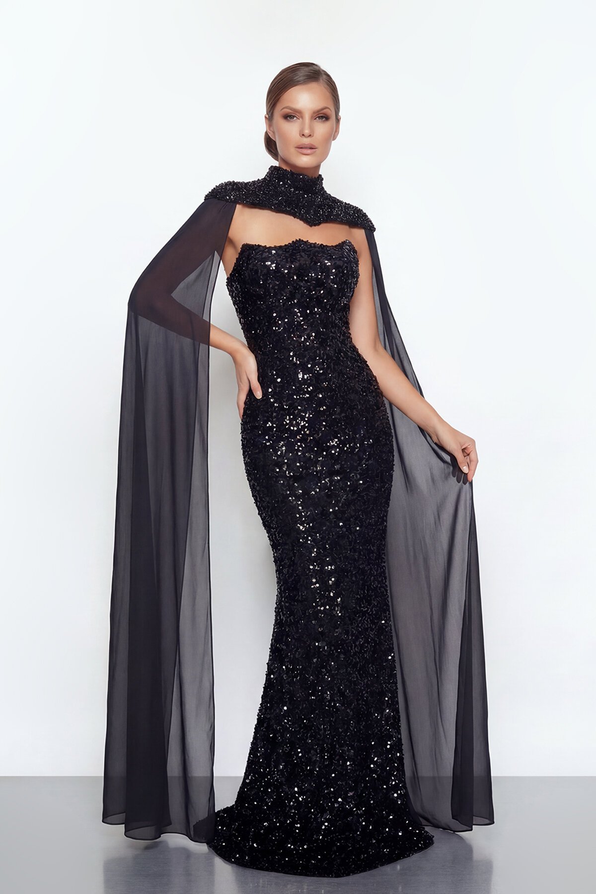 Pelerinli Payet İşlemeli Abiye - 2053