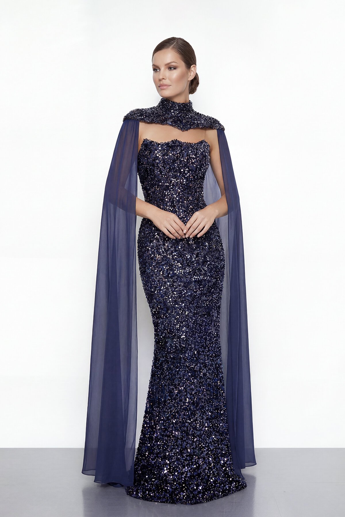 Pelerinli Payet İşlemeli Abiye - 2053