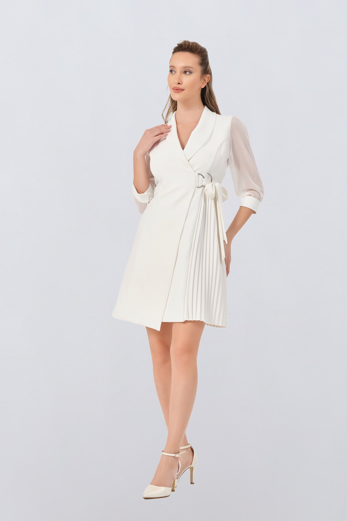 Pilise Detaylı Ceket Elbise - 1480