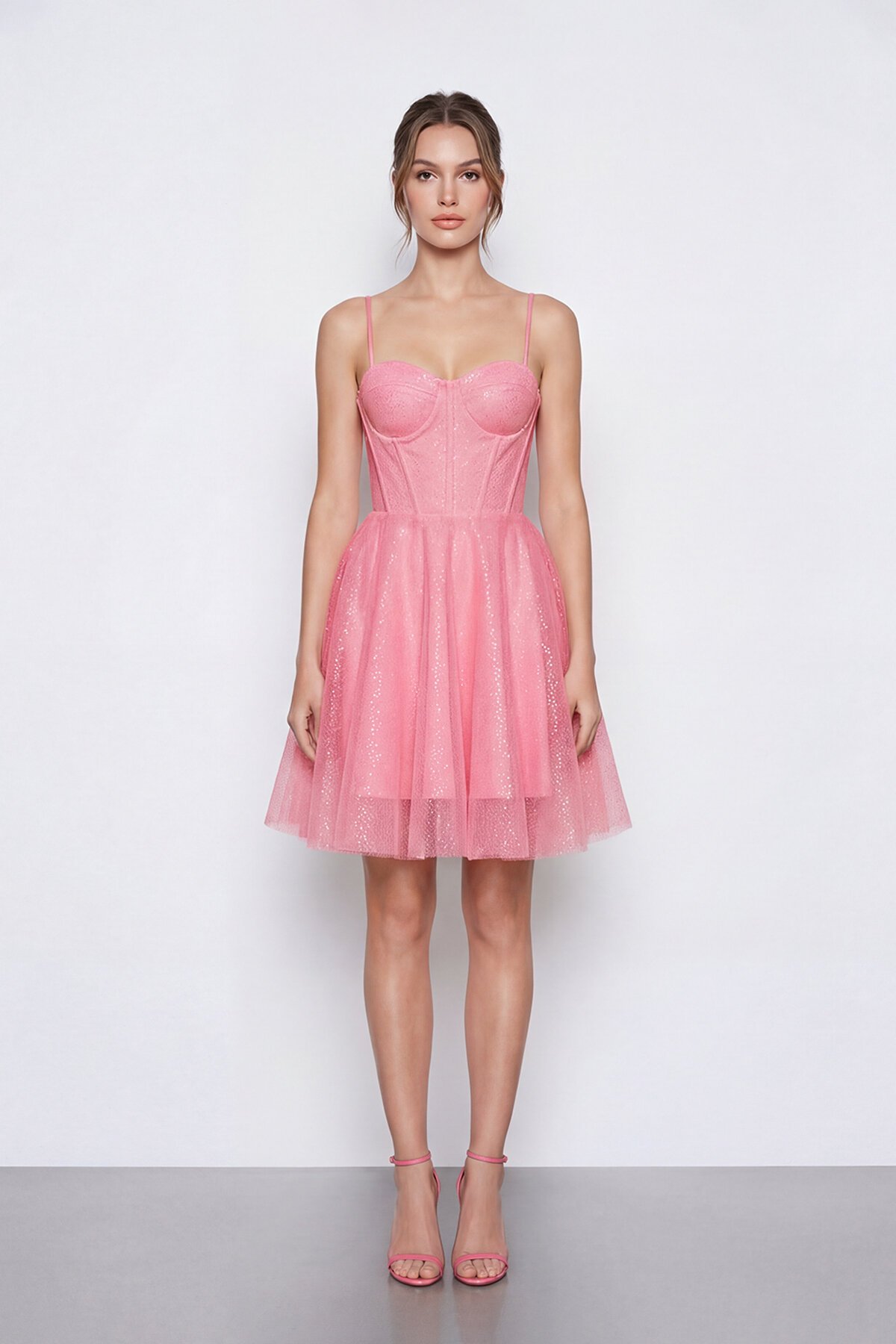 Simli İp Askılı Korse Detaylı Mini Abiye - 2081