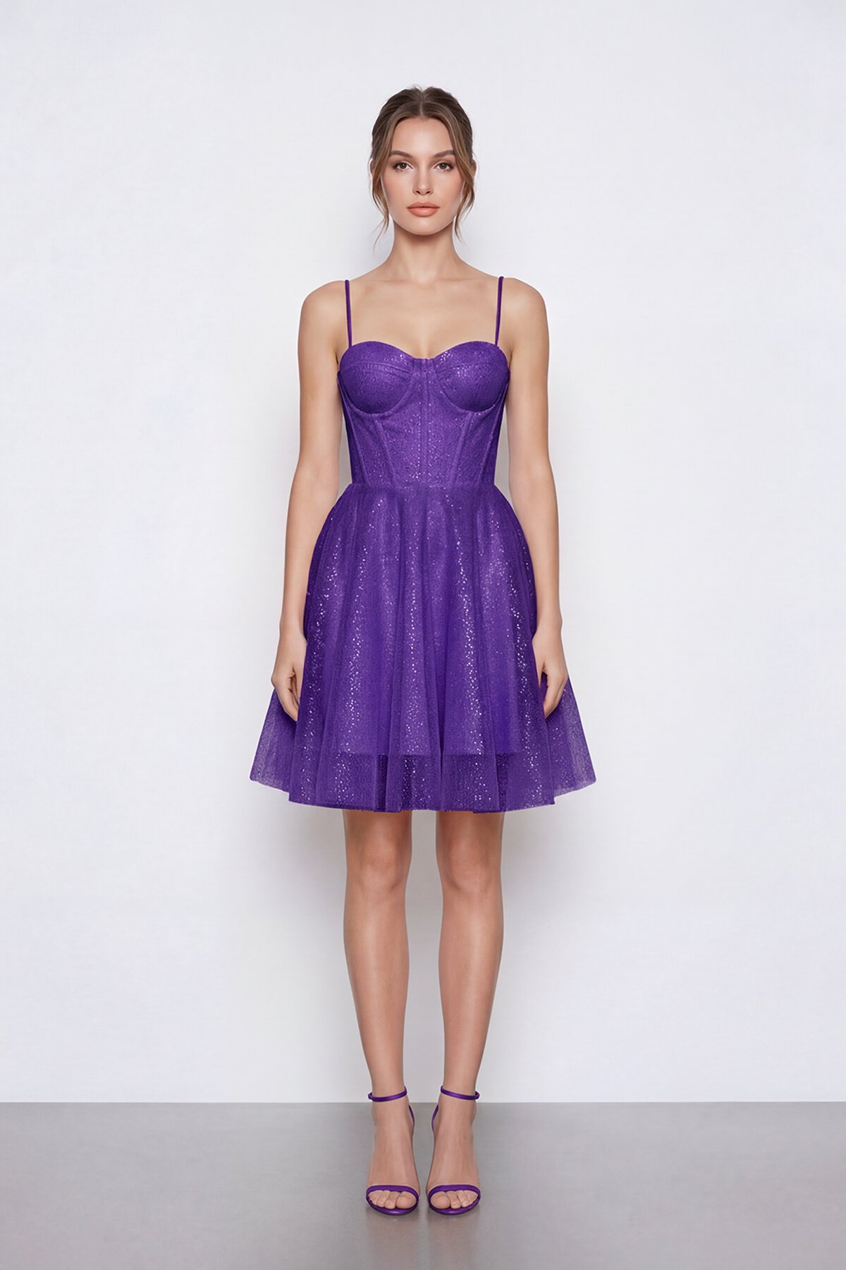 Simli İp Askılı Korse Detaylı Mini Abiye - 2081