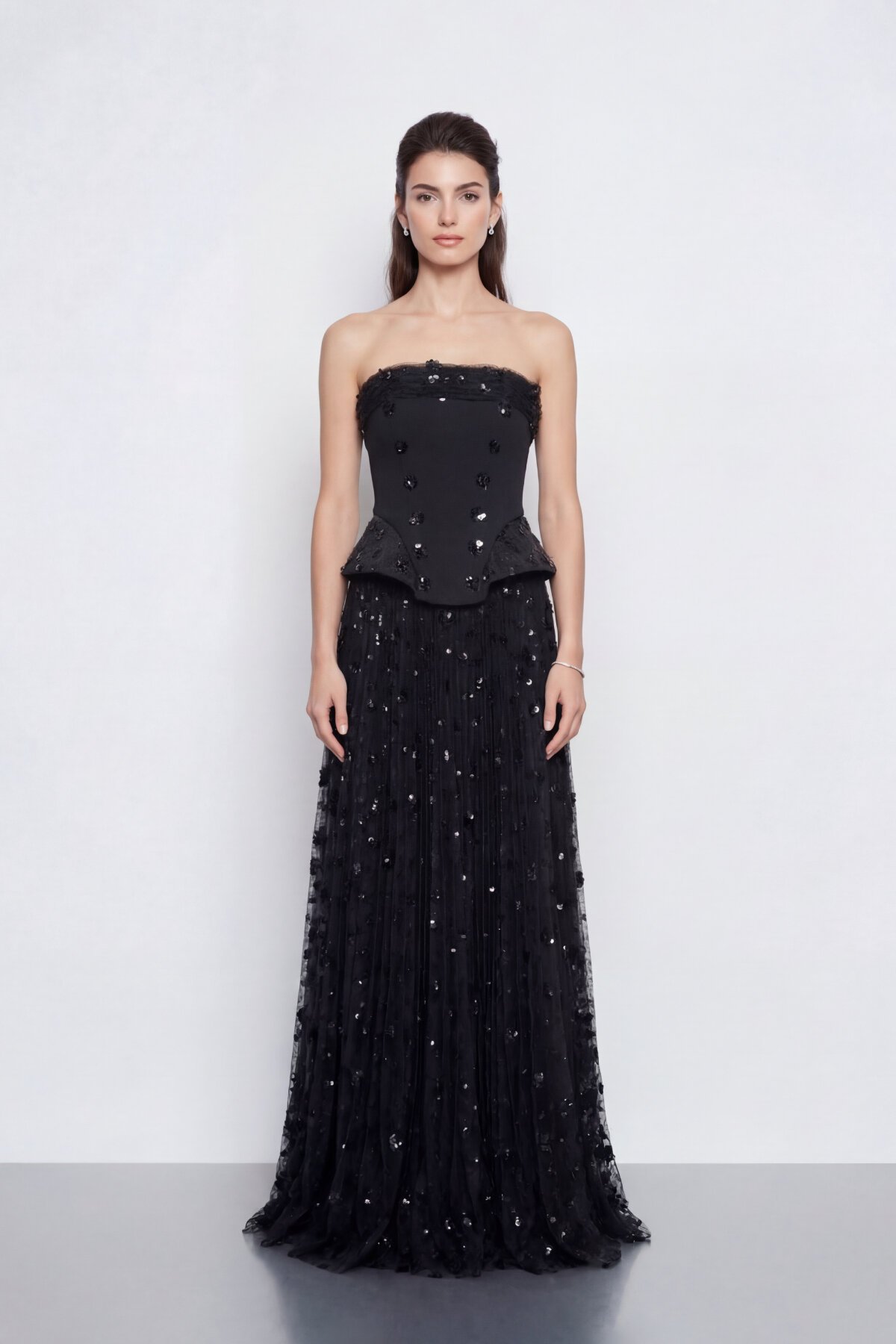 Straplez Taş Detaylı Korse Abiye - 2076