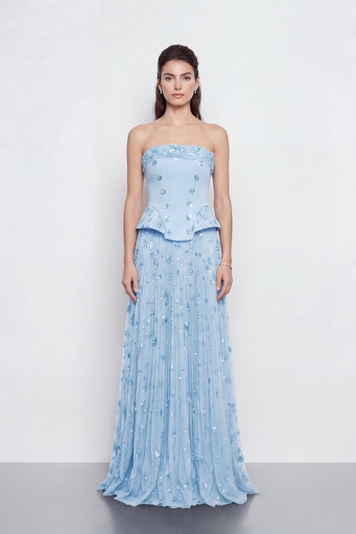 Straplez Taş Detaylı Korse Abiye - 2076