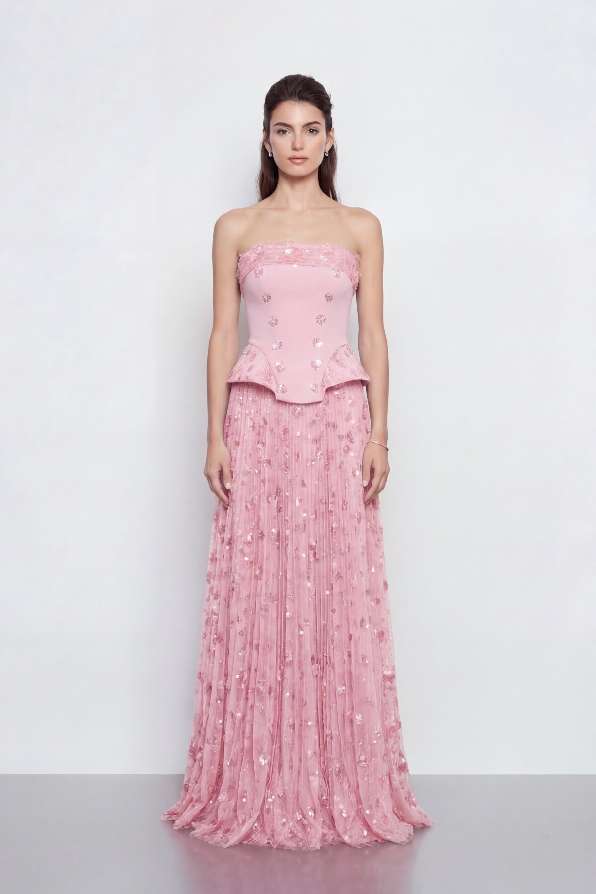 Straplez Taş Detaylı Korse Abiye - 2076