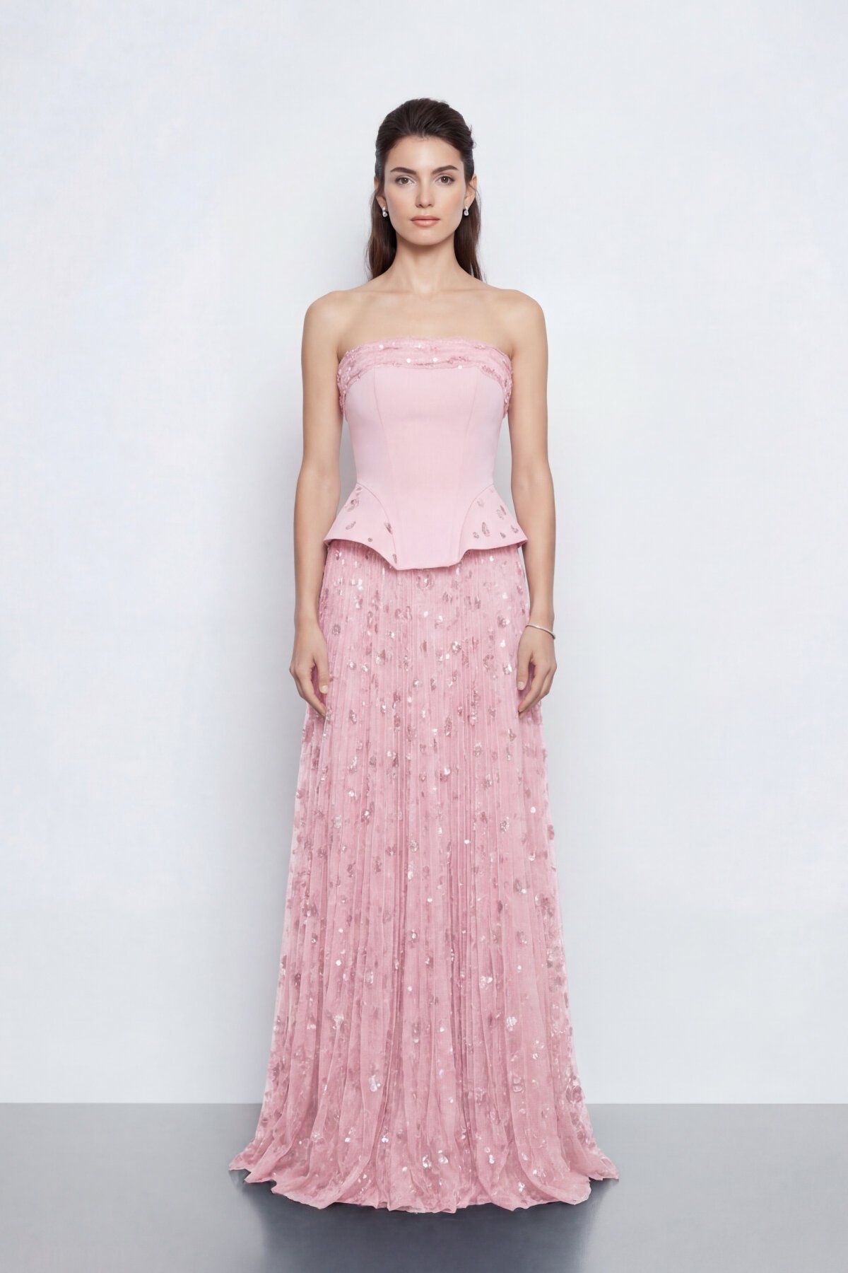 Straplez Taş Detaylı Korse Abiye - 2076