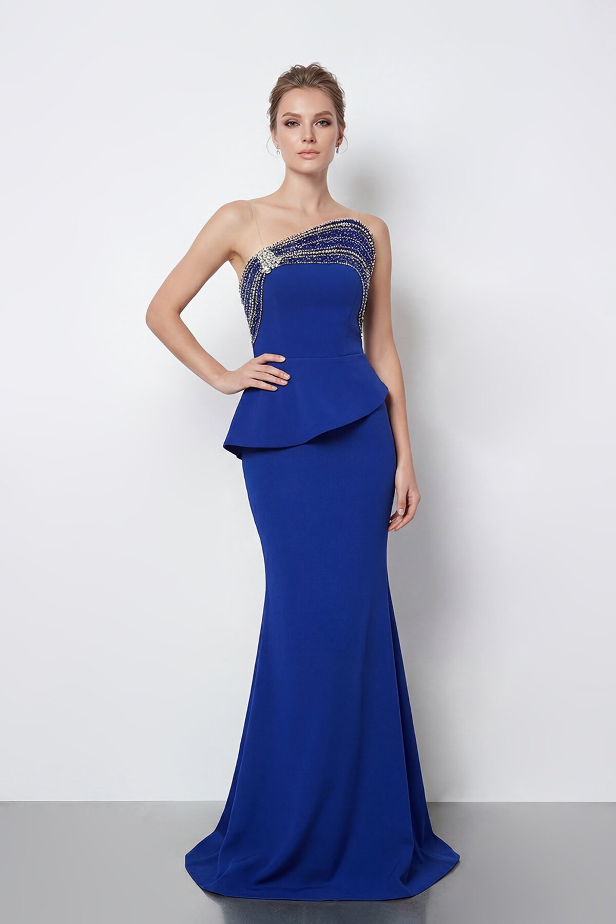 Taş İşlemeli Straplez Elbise - 2040