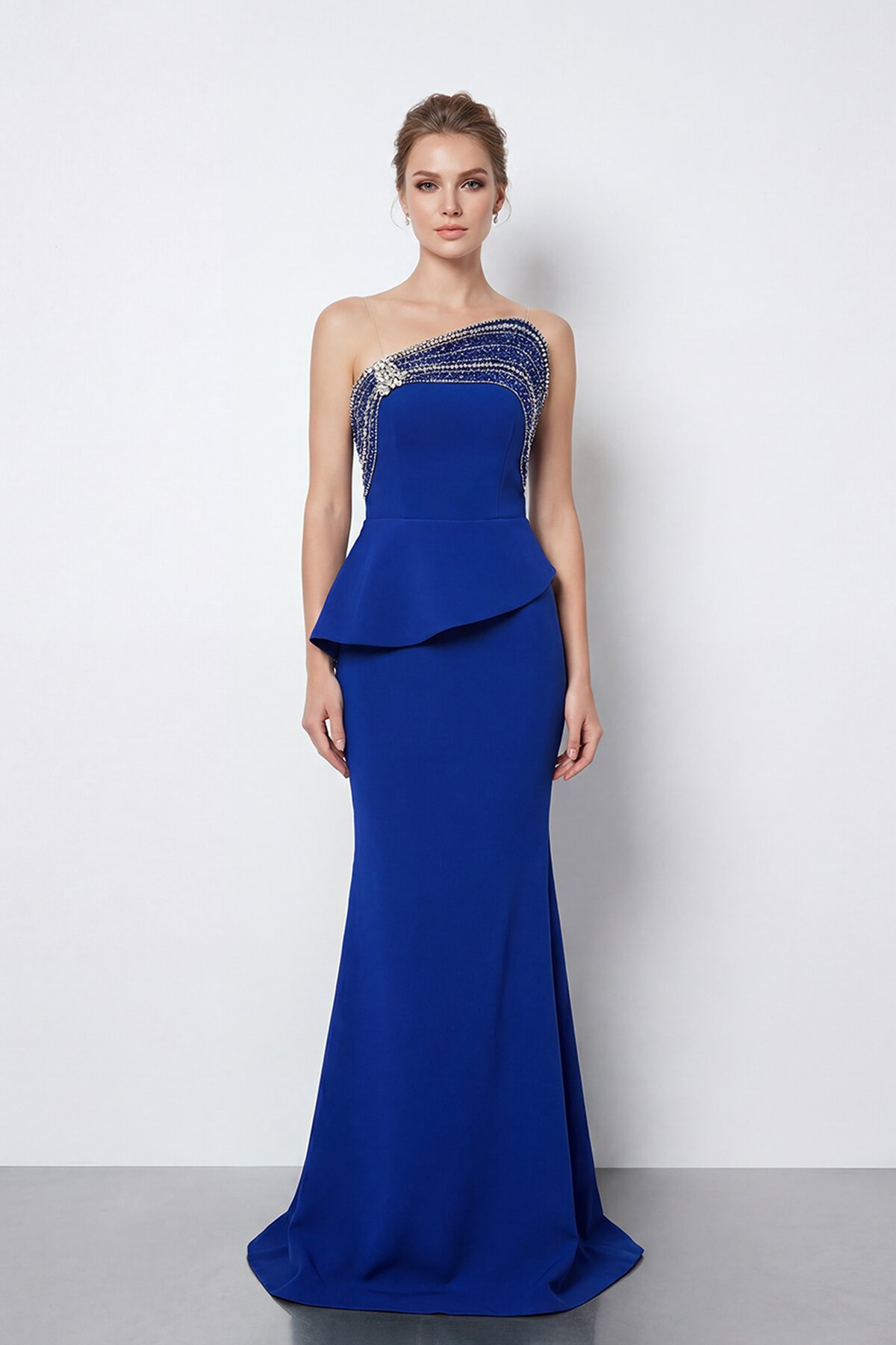 Taş İşlemeli Straplez Elbise - 2040