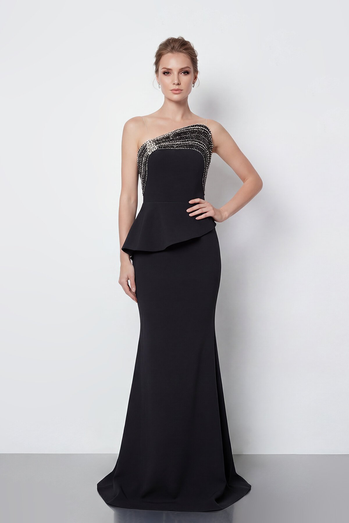 Taş İşlemeli Straplez Elbise - 2040