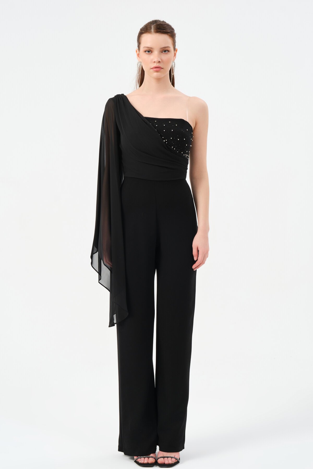 Taş İşlemeli Tek Omuzlu Tulum - 1488