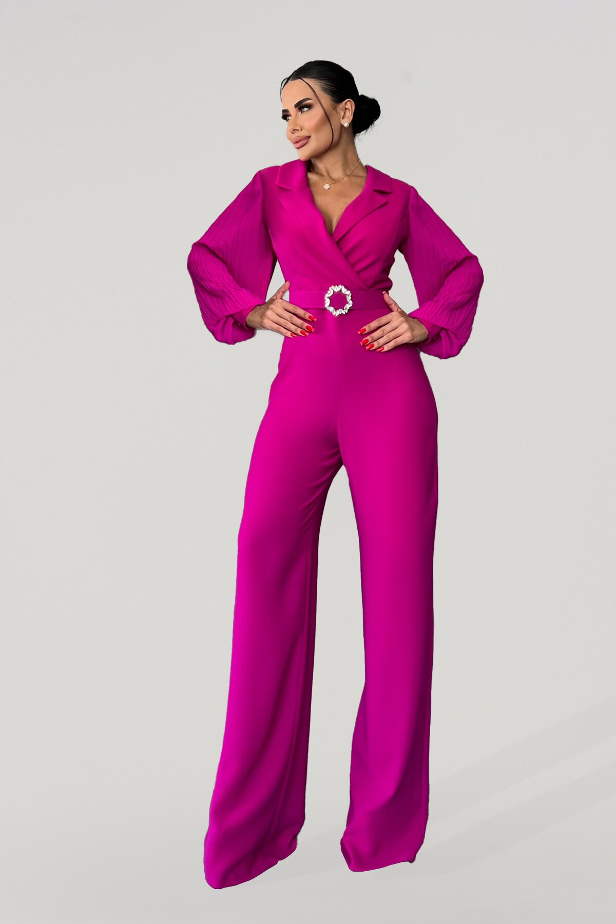 Taş Tokalı Şifon Kol Tulum - 1612