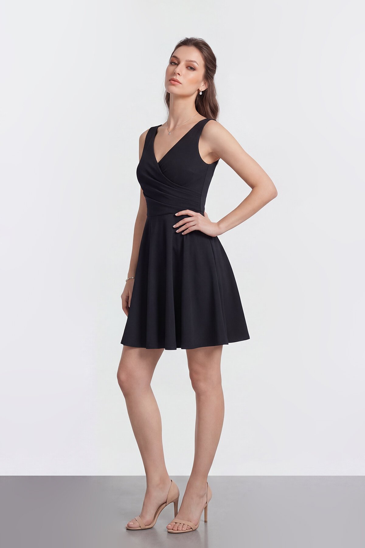 V Yaka Kruvaze Mini Abiye - 2080