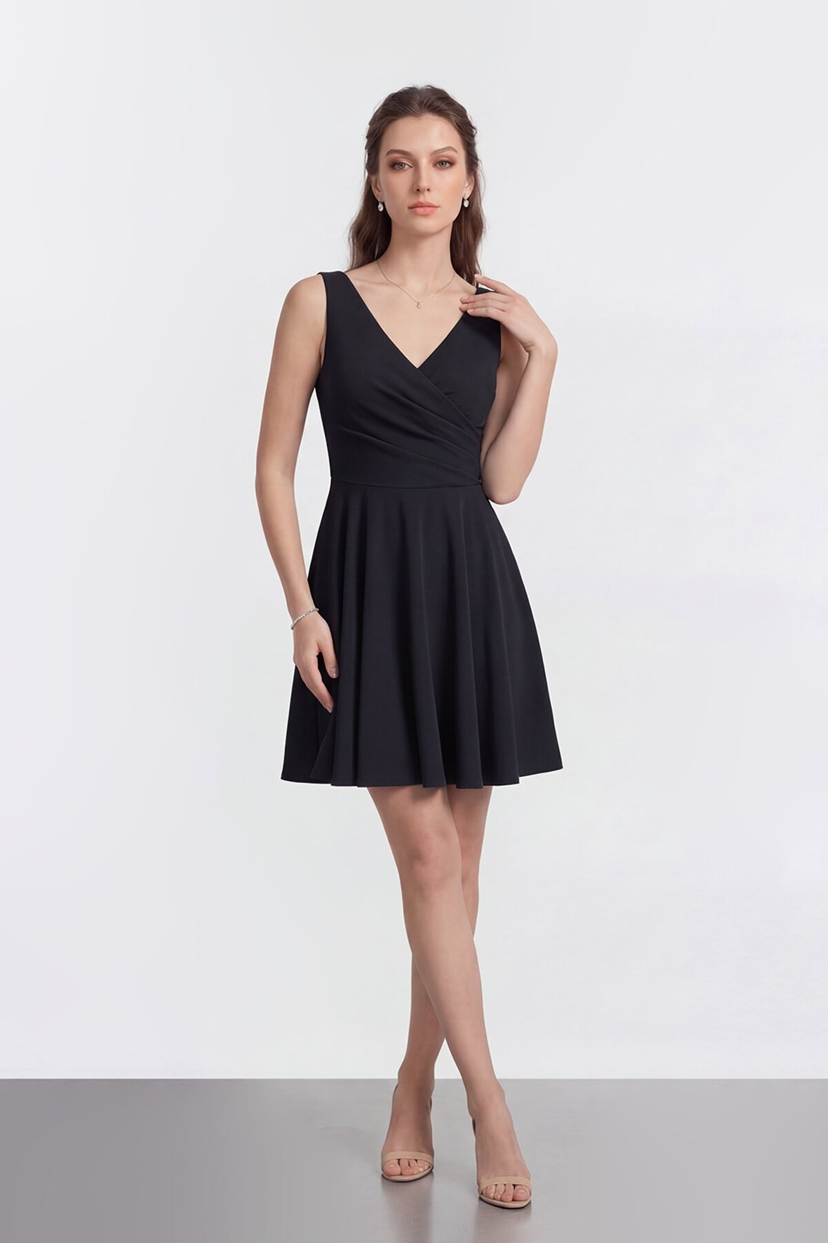 V Yaka Kruvaze Mini Abiye - 2080