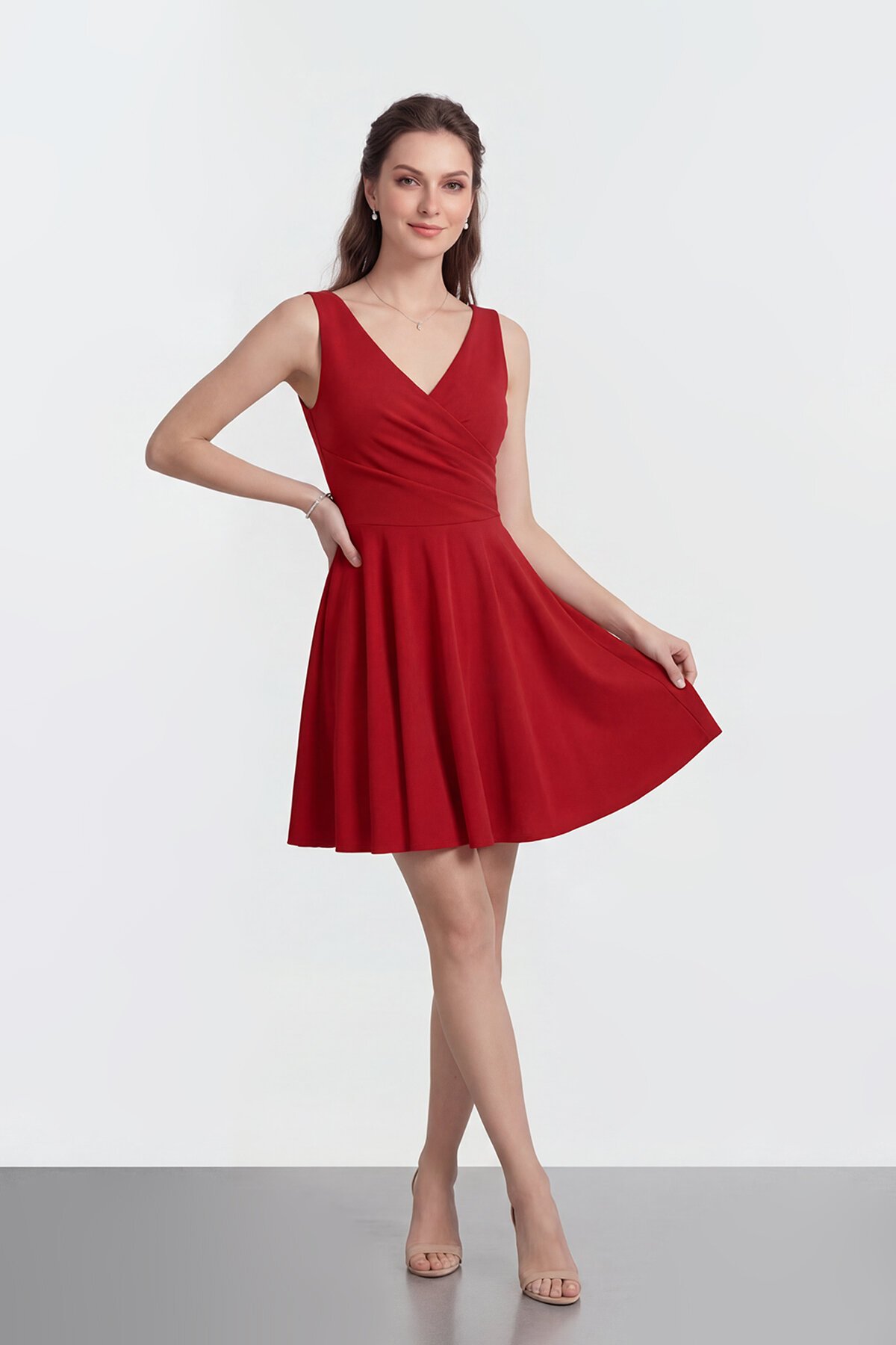 V Yaka Kruvaze Mini Abiye - 2080