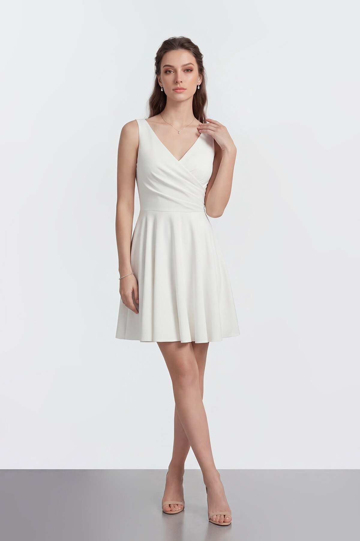 V Yaka Kruvaze Mini Abiye - 2080