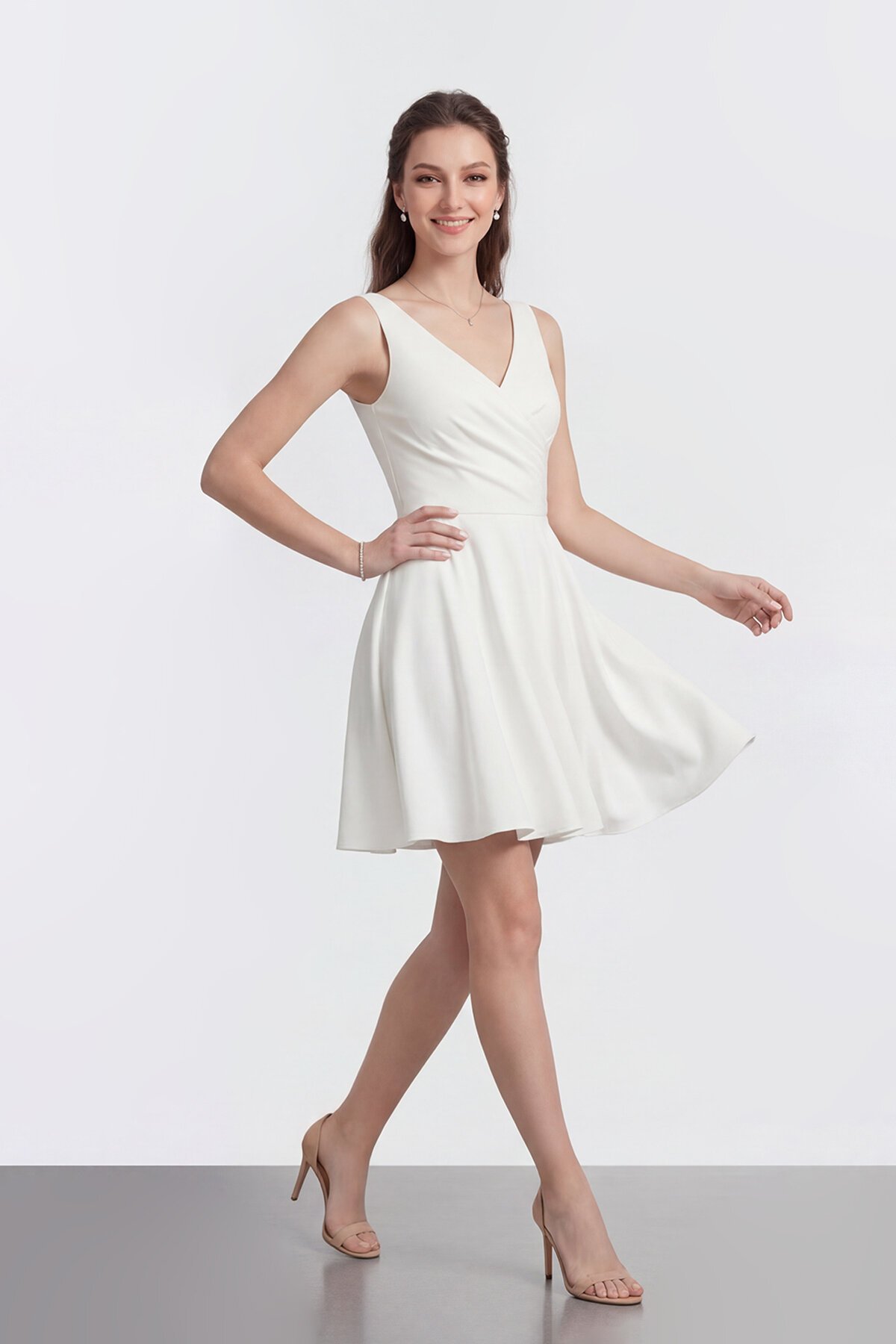 V Yaka Kruvaze Mini Abiye - 2080