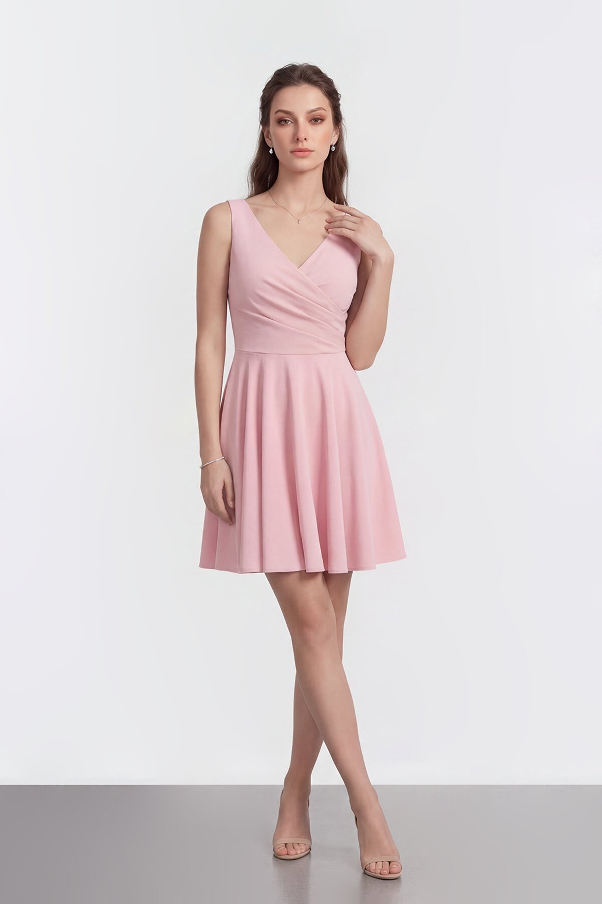 V Yaka Kruvaze Mini Abiye - 2080