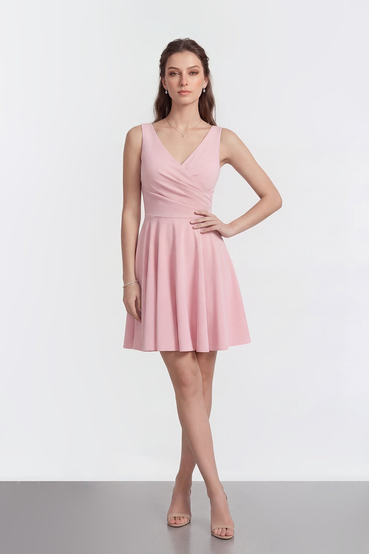 V Yaka Kruvaze Mini Abiye - 2080