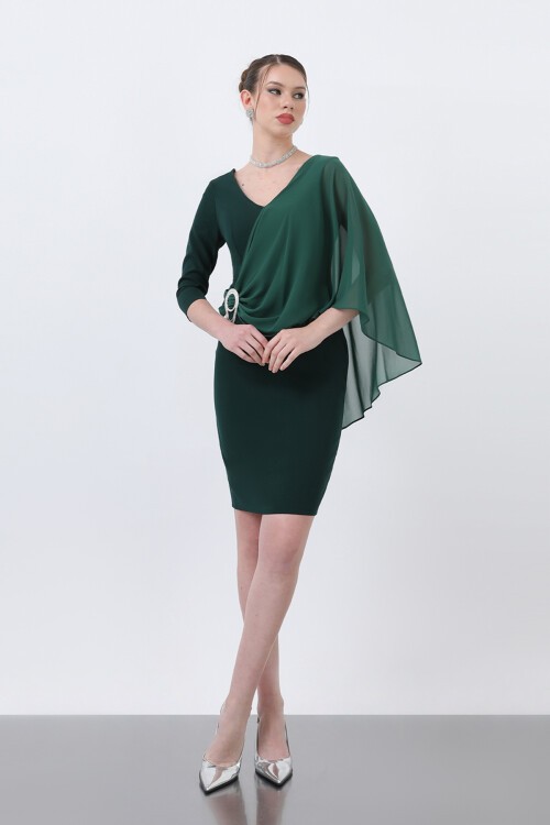 Broş Detaylı Kalem Elbise - 1664