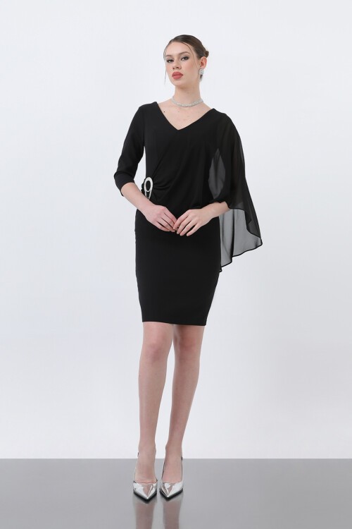 Broş Detaylı Kalem Elbise - 1664