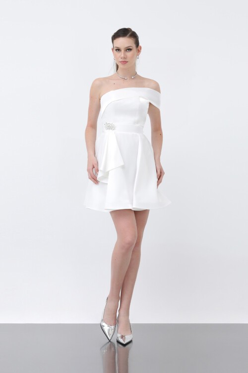 Broş Detaylı Mini Elbise - 1738