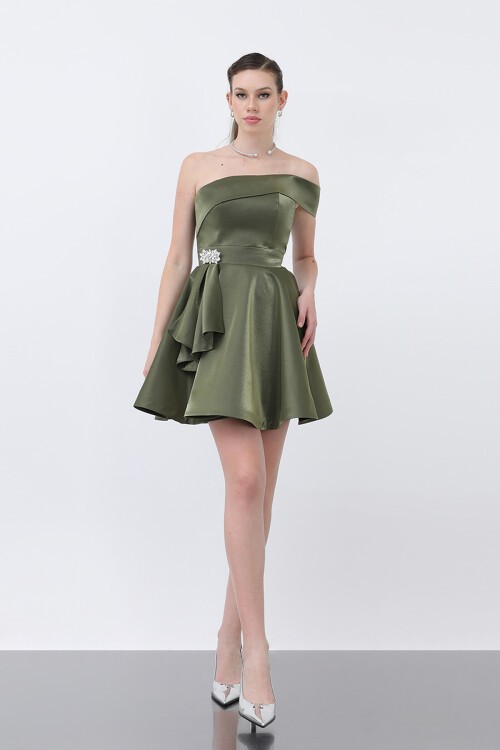 Broş Detaylı Mini Elbise - 1738