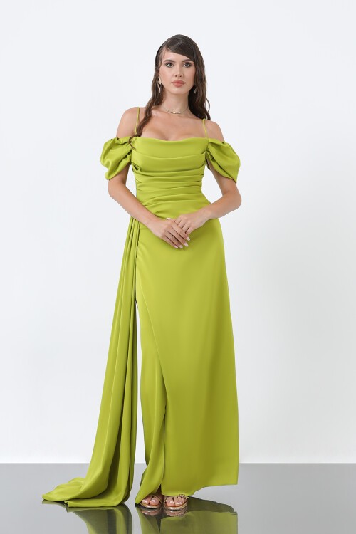 Drapeli Düşük Kollu Elbise - 1910