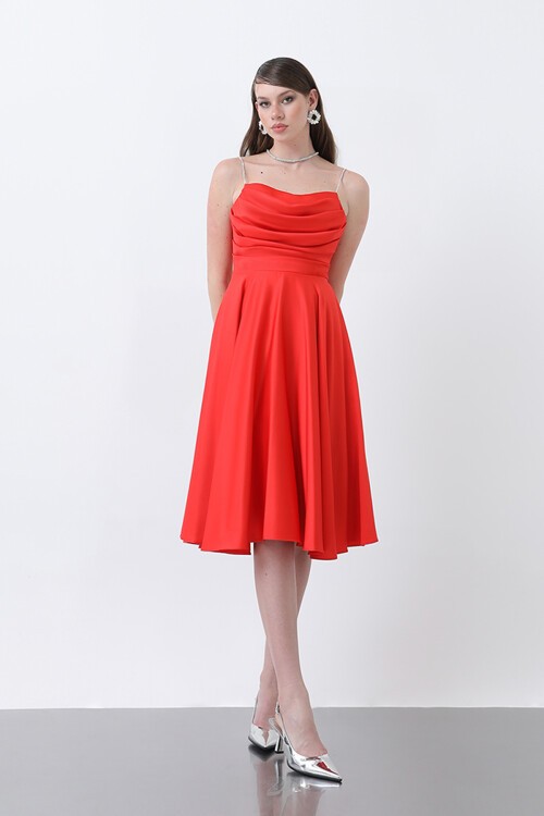 Drapeli Midi Elbise - 1749