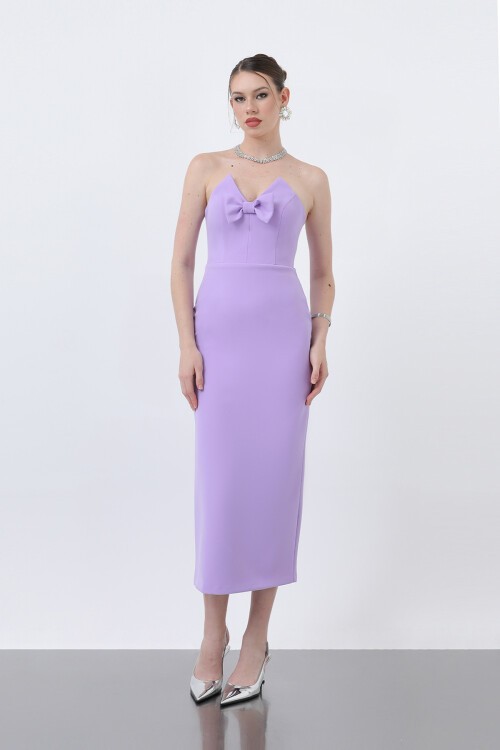 Fiyonk Detaylı Midi Elbise - 1860