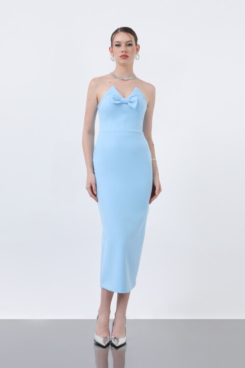 Fiyonk Detaylı Midi Elbise - 1860