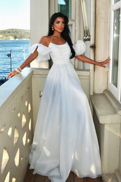 Boyundan Bağlamalı Fiyonk Detaylı Elbise - 1761