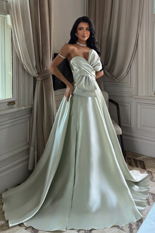 Fiyonklu Straplez Elbise - 1763