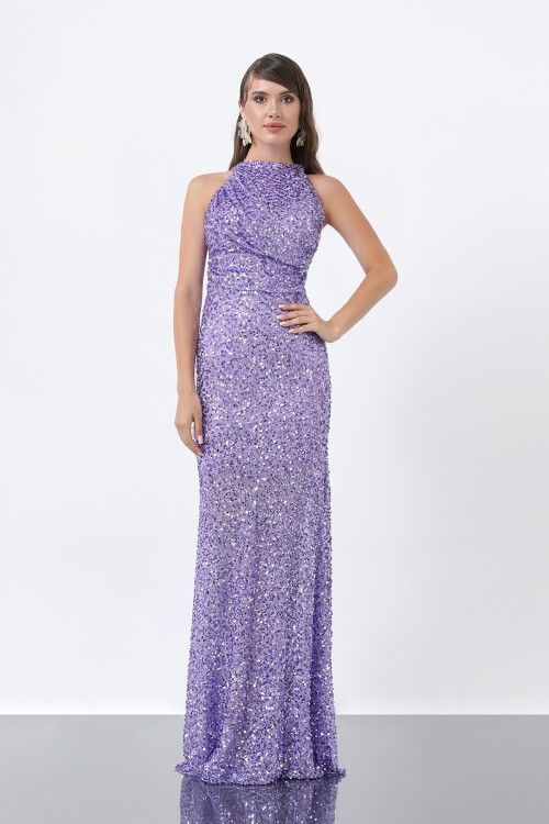 Halter Yaka Payetli Elbise - 1838