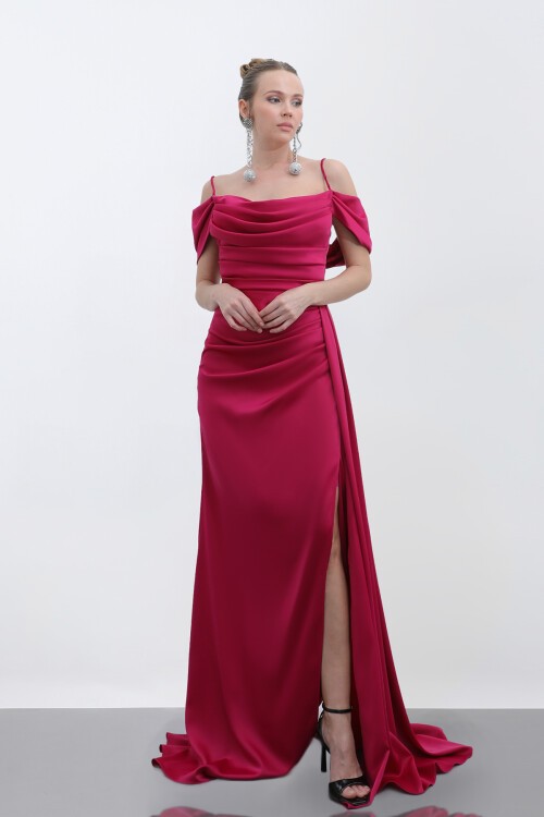 İnce Askılı Drapeli Elbise - 1777