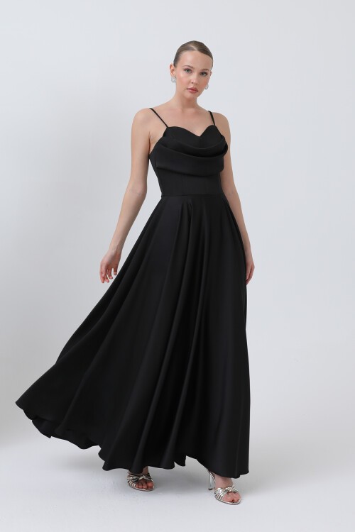 İnce Askılı Drapeli Elbise - 1795