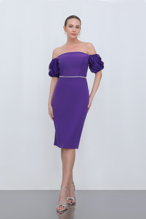 Kol Detaylı İncili Kalem Elbise - 1704