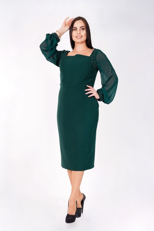 İnci Detaylı Midi Elbise - 1620