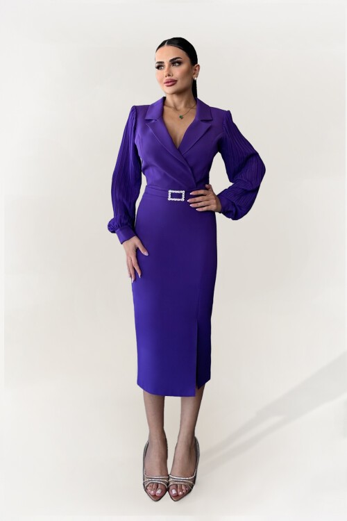 Kruvaze Yaka Midi Elbise - 1613