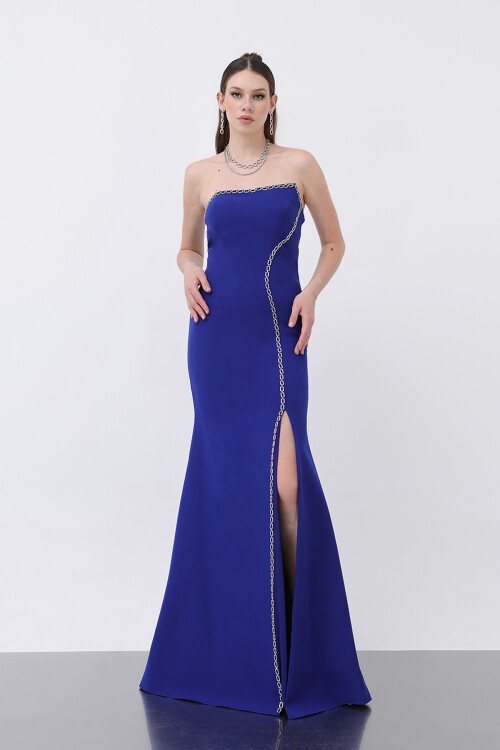 Taş İşlemeli Straplez Elbise - 1773