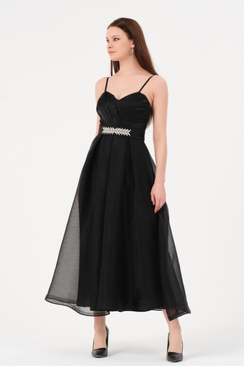 Taşlı Drapeli Midi Elbise - 1540