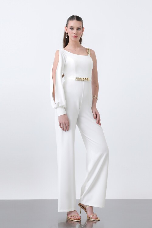 Tek Kollu Zincir Detaylı Tulum - 1630