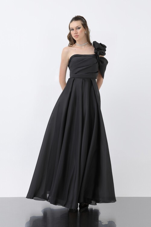 Omuz Detaylı Uzun Elbise - 1775