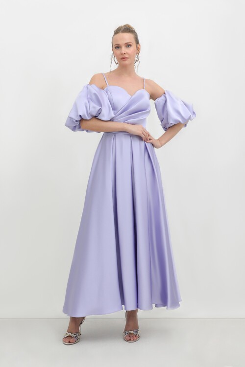 Balon Kollu Drapeli Elbise - 1779