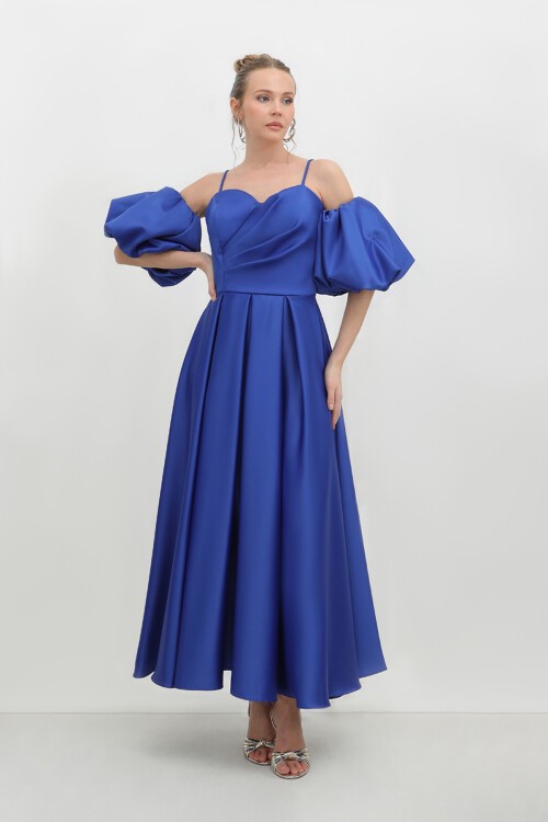 Balon Kollu Drapeli Elbise - 1779