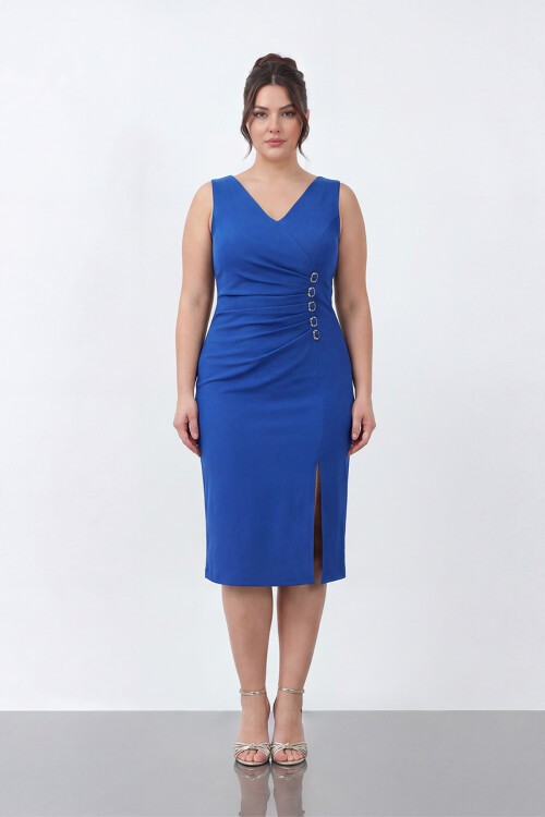 Broş Detaylı Midi Elbise - 1911