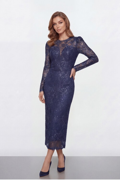 Dantel İşlemeli Uzun Kollu Abiye - 2012