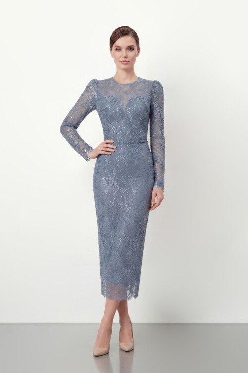 Dantel İşlemeli Uzun Kollu Abiye - 2012