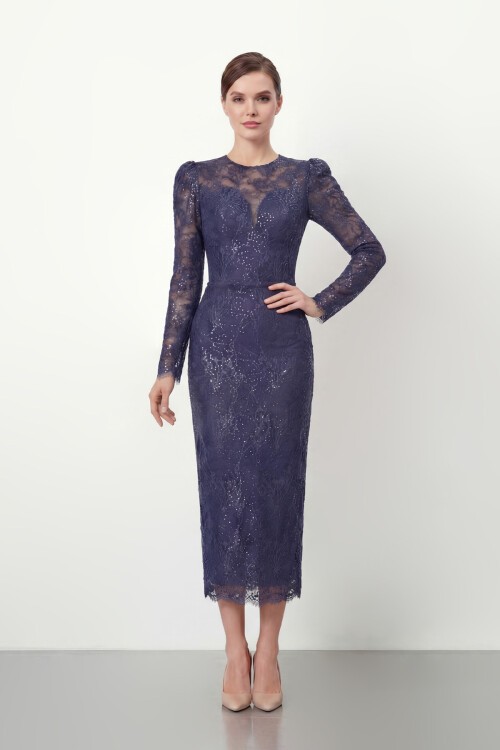 Dantel İşlemeli Uzun Kollu Abiye - 2012