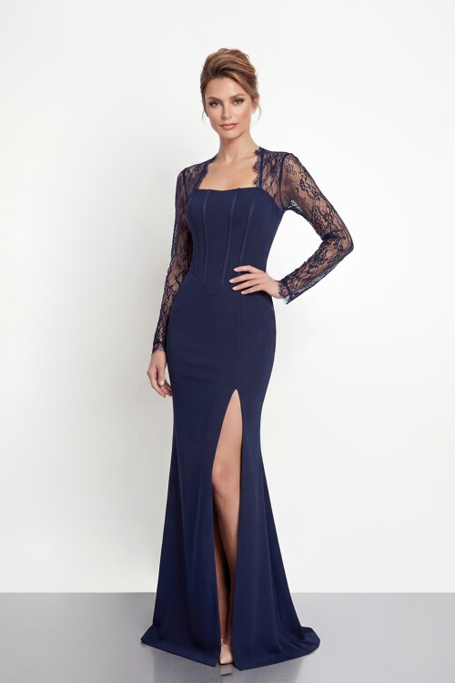 Dantel Kollu Korse Detaylı Yırtmaçlı Abiye - 2062