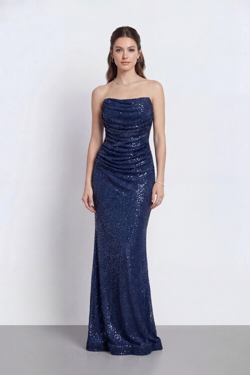 Drapeli Straplez Abiye - 2110