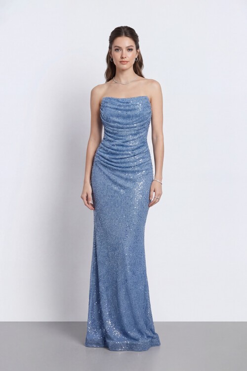 Drapeli Straplez Abiye - 2110